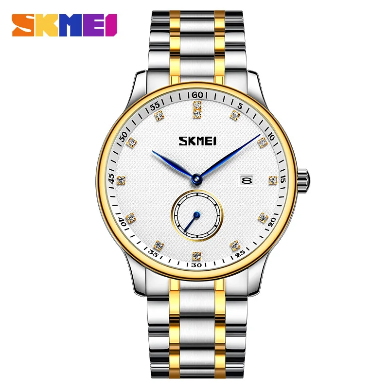 

Skmei Men's Fashion Watch round Simple Casual Men's Quartz Watch Stainless Steel Business Men's Watch