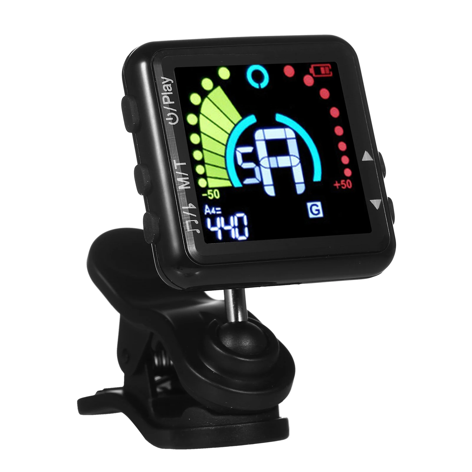 

Guitar Tuner Rechargeable Clip On LED Color Display with Metronome for Guitar Bass Violin Banjo Ukulele, 120mAh Li-on Battery,