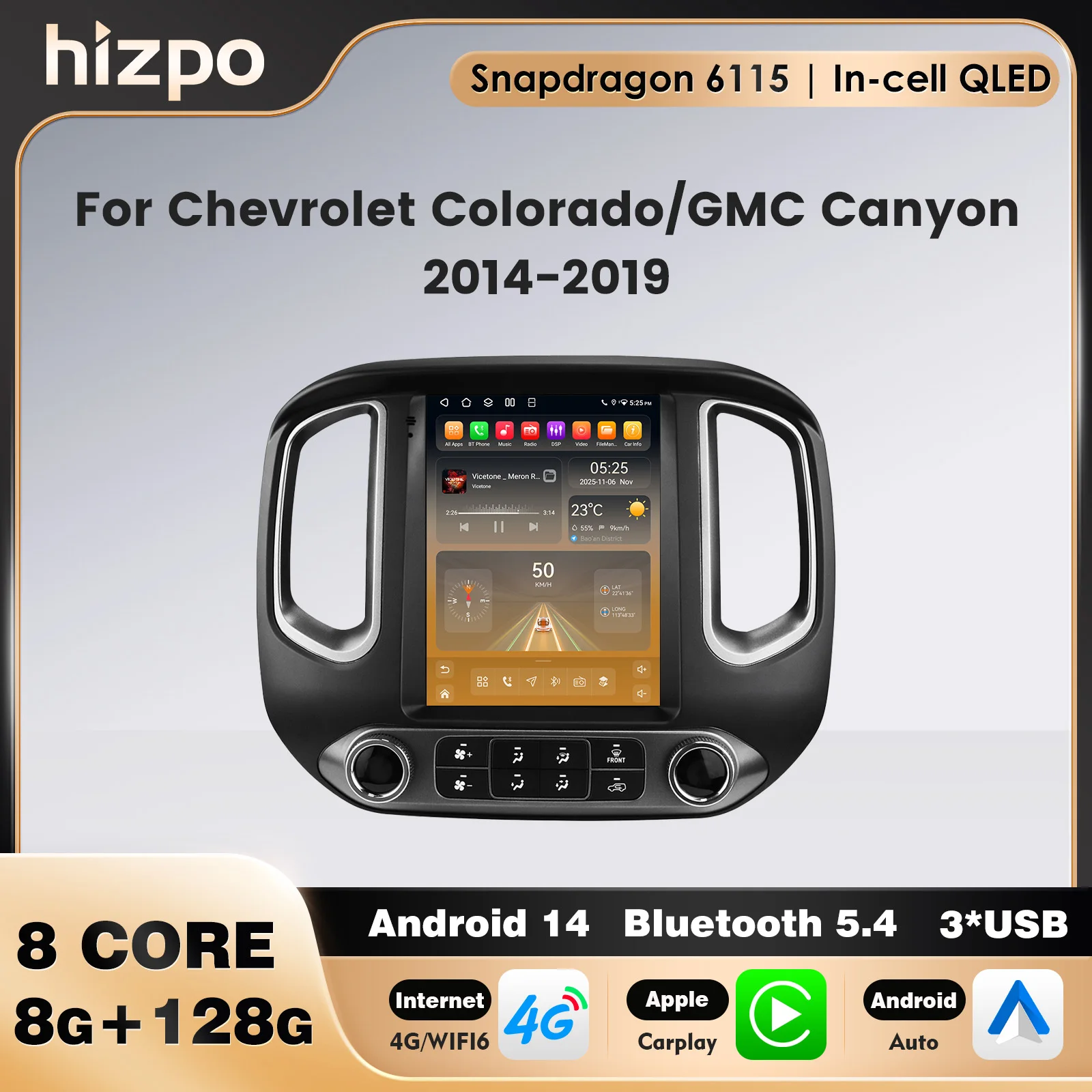 

2DIN Car Multimedia Radio For Chevrolet Colorado/ GMC Canyon 2014-2019 Snapdragon 8core Wireless Carplay 9.7inch Auto Stereo 360