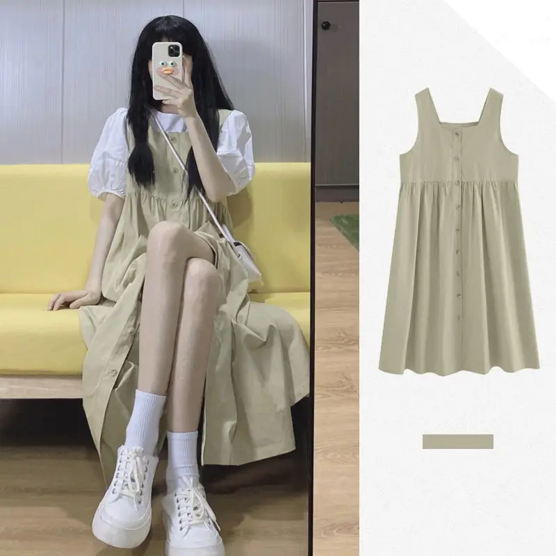 

plus Size Women's Dress Loose Fitting Cover up Shirt And Skirt Set Casual Spring Summer Fashion Korean Style High Waist A-Lin...