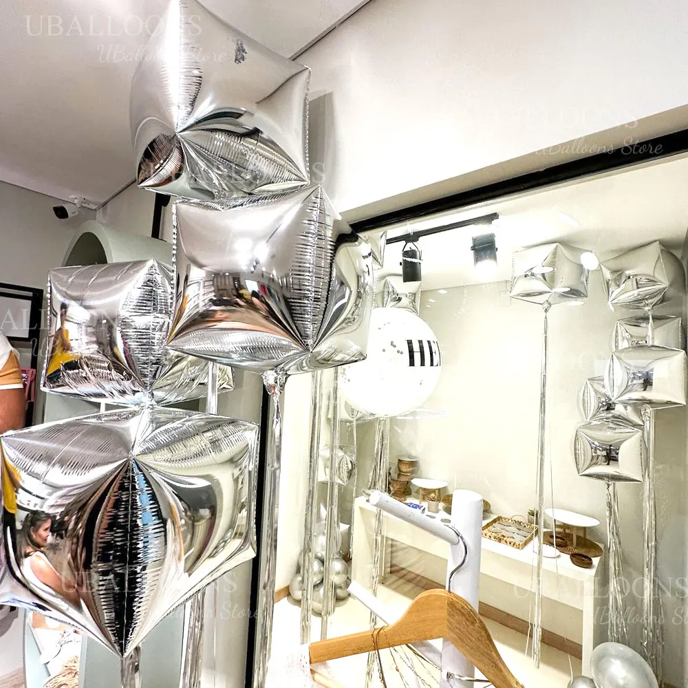 22 Zoll Würfel 4D Folienballons Metall Silber Diamant Quadratische Würfelballons für Geburtstag Verlobung Hochzeit Weihnachten Party Dekor – Detail 4