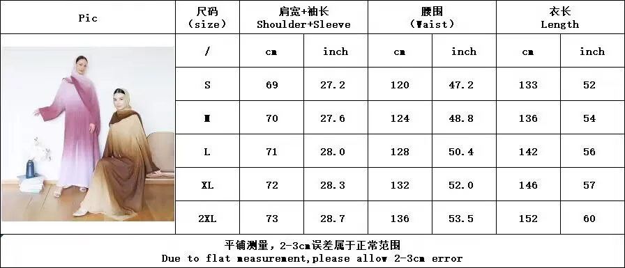 Nieuwste Hot Selling Trend Dubai Abaya Hijab Set Ontwerpen Ombre Kleur Open Abaya 2025, Damesjurk met Hijab Mode Abaya Pak