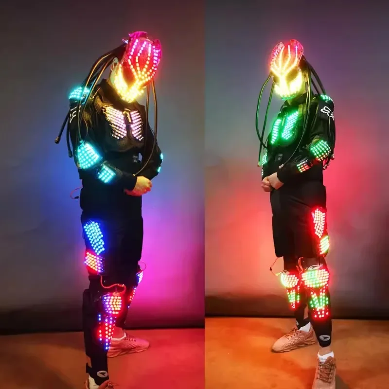 [Funny] LED Light Armored Warrior Bar Night costume Colorful lighting Fancy Dress Party carnival Anime stage perform show