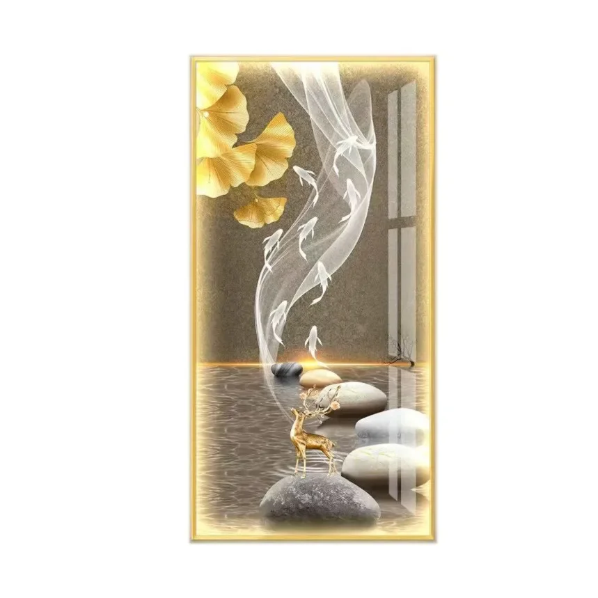 

Entrance entrance, decorative painting, nine fish, corridor and aisle, simple and modern