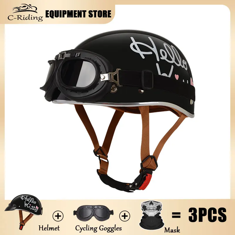 

Small Scooter Helmets Motorcycle Helmet Body Half Helmet for All Seasons Half Face Motorcycle Helmet Universal Motorbike Casco