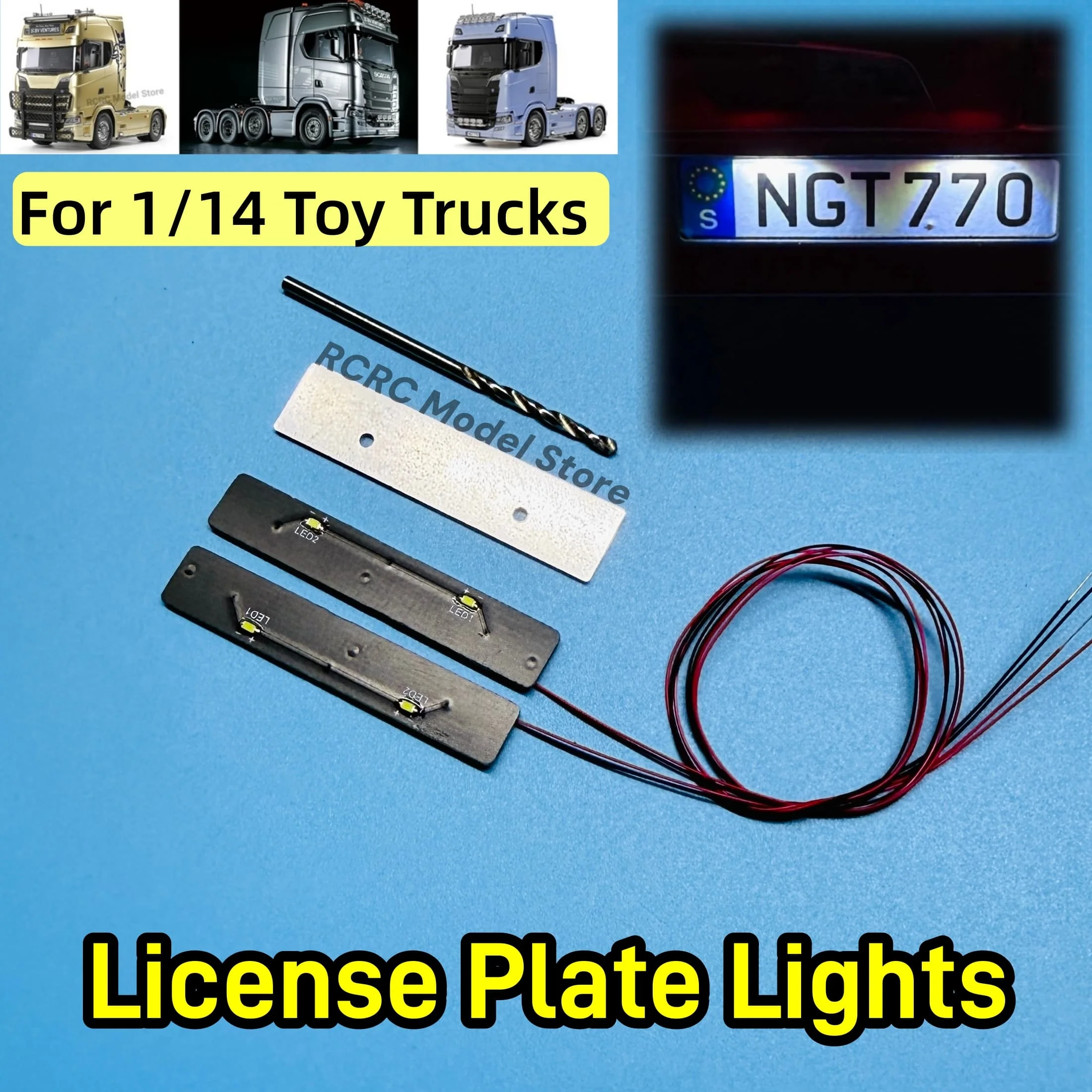 Toy Truck 770S Series License Plate Light For Tamiya Scania 770S 4x2 6x4 8x4 1/14 RC Tractor Truck Scale Model Accessories Part