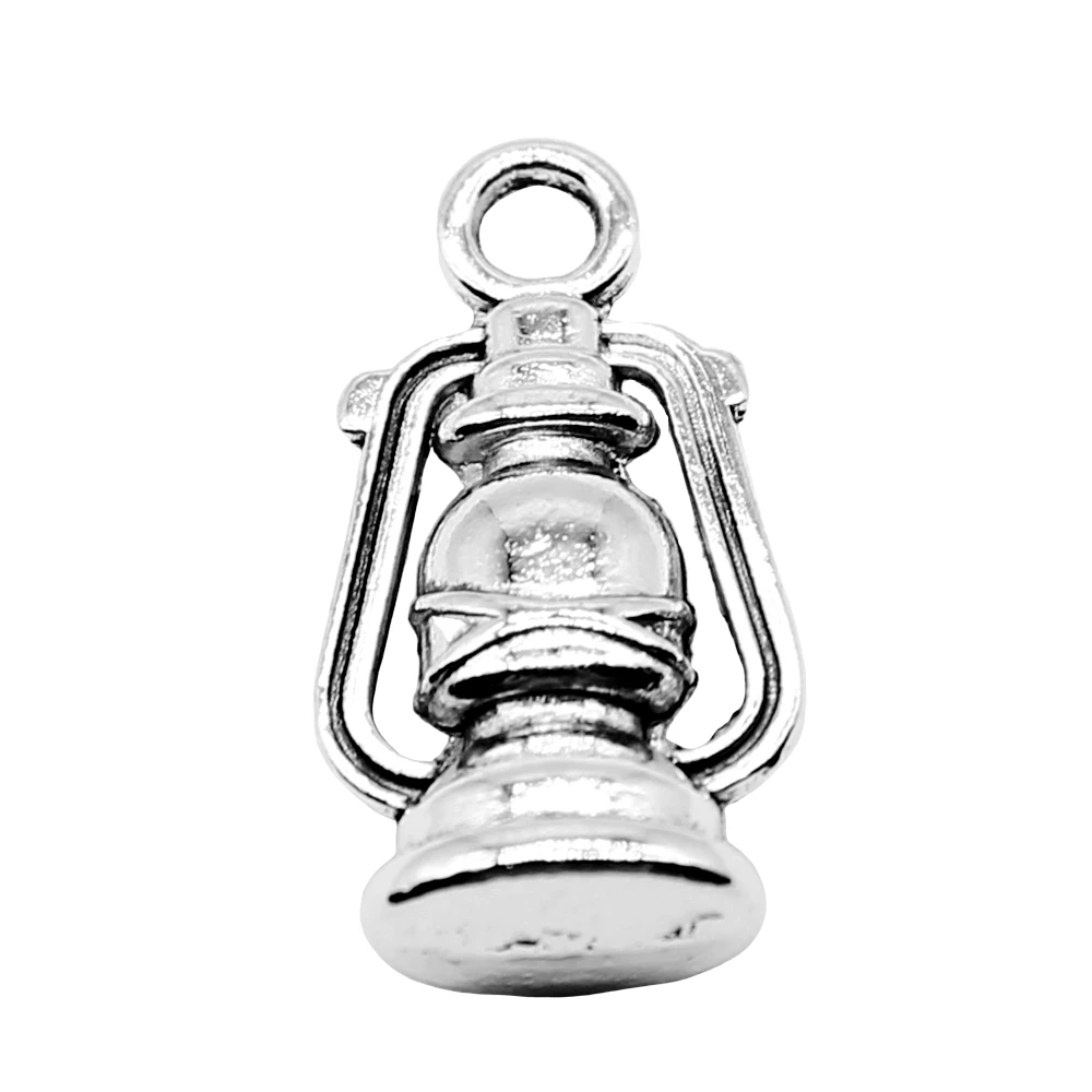 WYSIWYG 5pcs Charms Lantern Kerosene Lamp 19x10mm Antique Silver Color Pendant Lantern Kerosene Lamp Charms Jewelry Findings