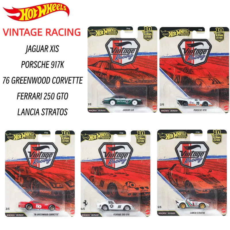 

Hot Wheels Premium Alloy Diecast Car Car Culture Vintage Racing FPY86 Jaguar XJS Porsche 917K Ferrari 250 GTO For Collectors