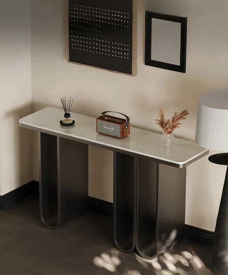 

Современные легкие роскошные креативные художественные консольные столы, бытовой высококачественный дизайнерский стол из нержавеющей стали, декоративный стол