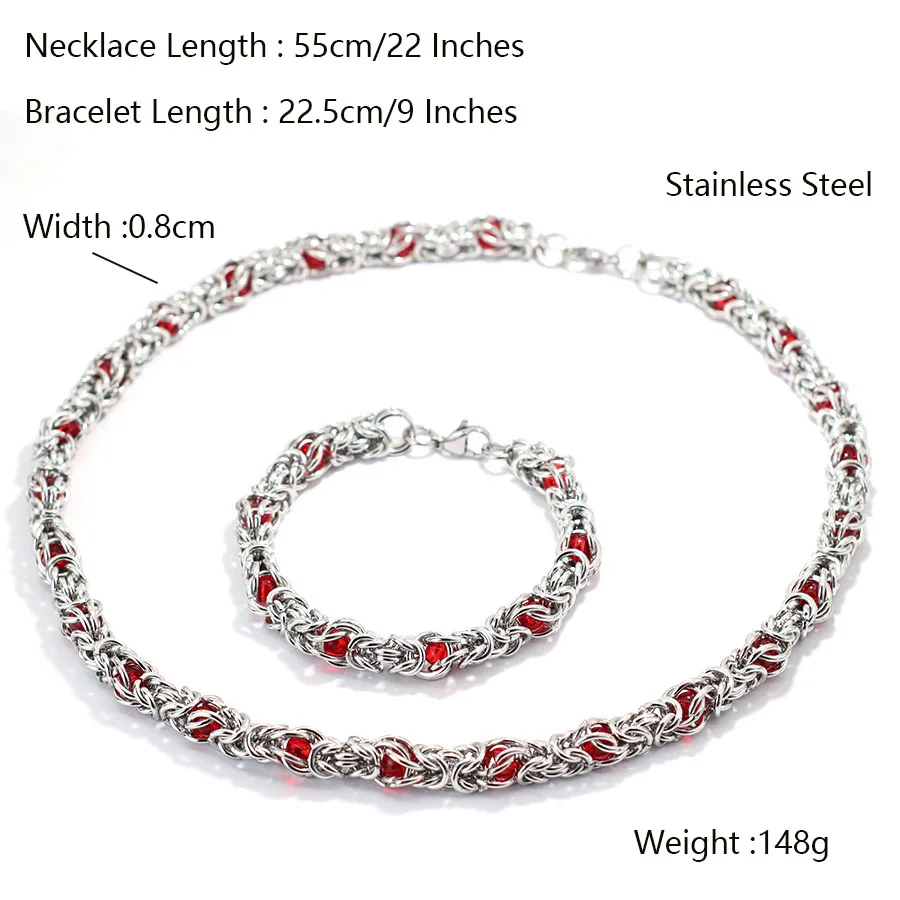 Unique Motorcycle Equipment Men Necklace Braclet 2Pc/Set Steel Chain Hip Hop Rock Jewelry Homme Cool Riding Accessories Hombre