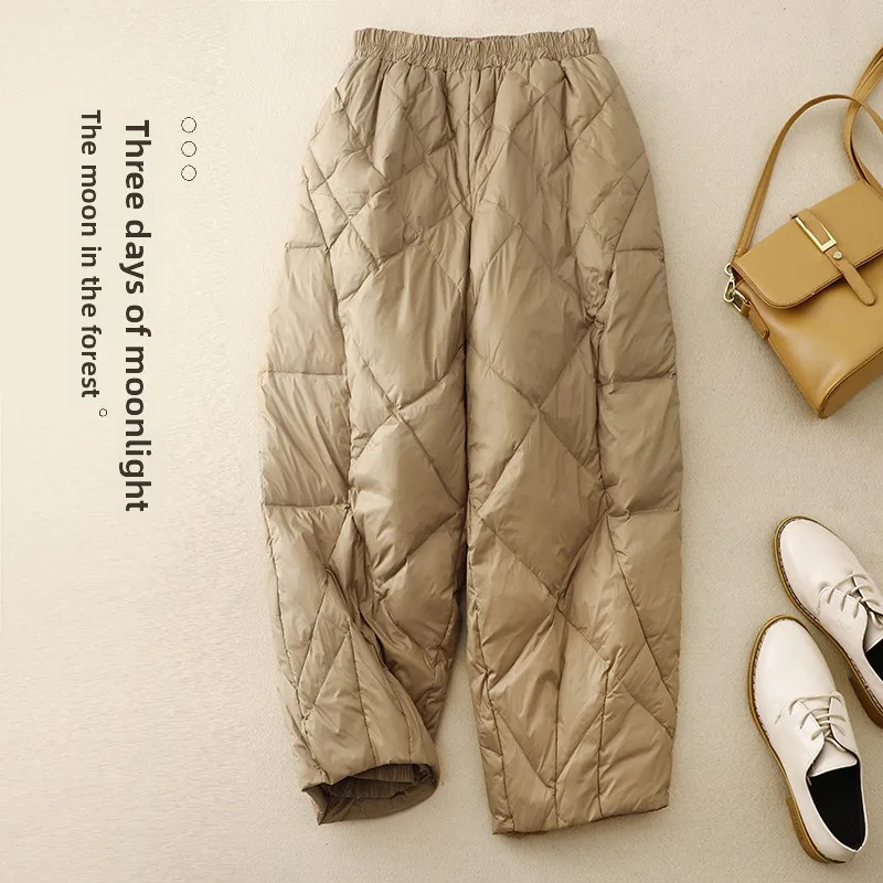 High-End down Cotton Trousers Loose Fit Winter Casual Boot Pants Seven Or Nine Points High Waist Thiened Outerwear