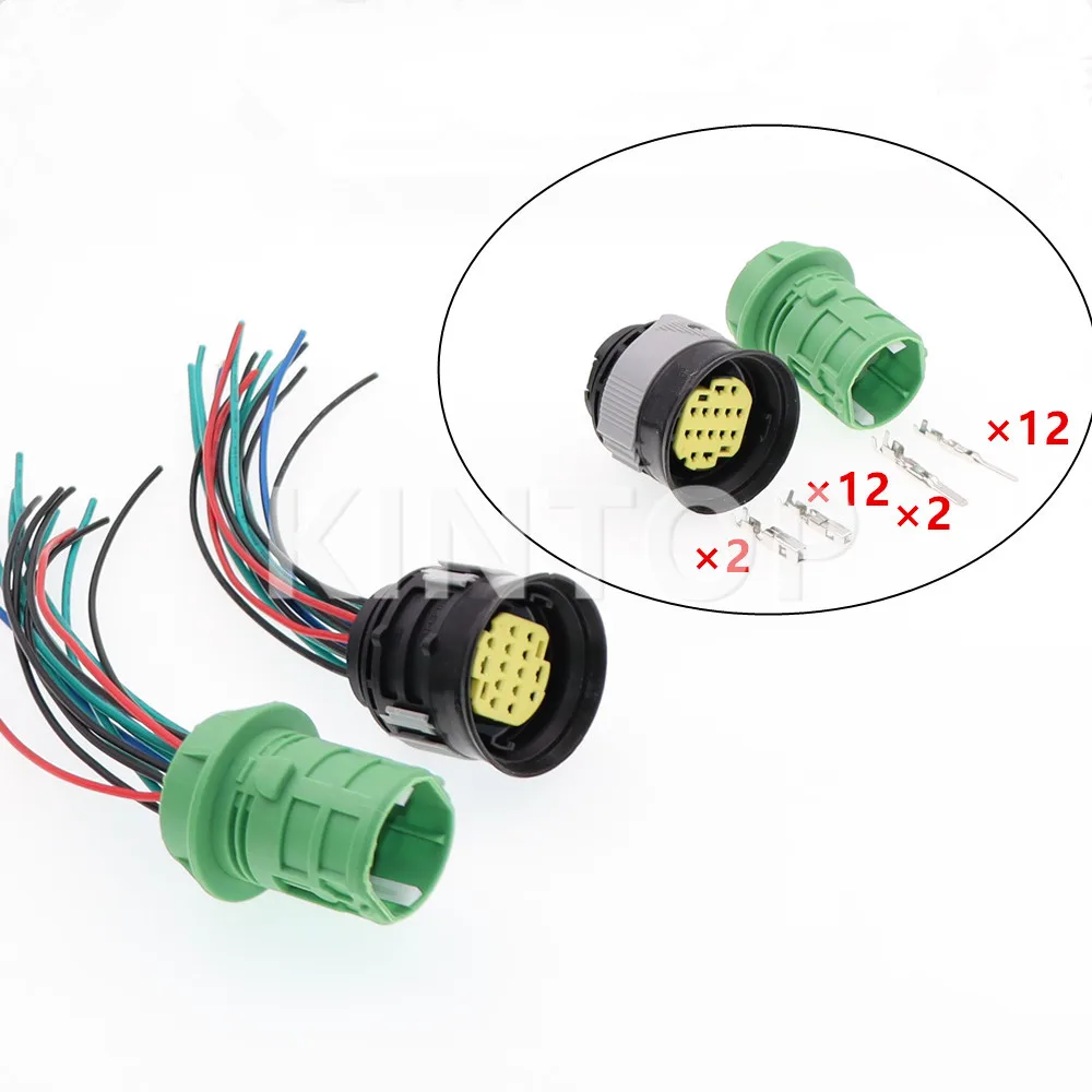 1 Set 14 Pins DTBMHPE14BKSV DTBFHPE14BKSV Automotive Headlight Socket 10847366 AC Assembly CarLamp Plug Light Connector
