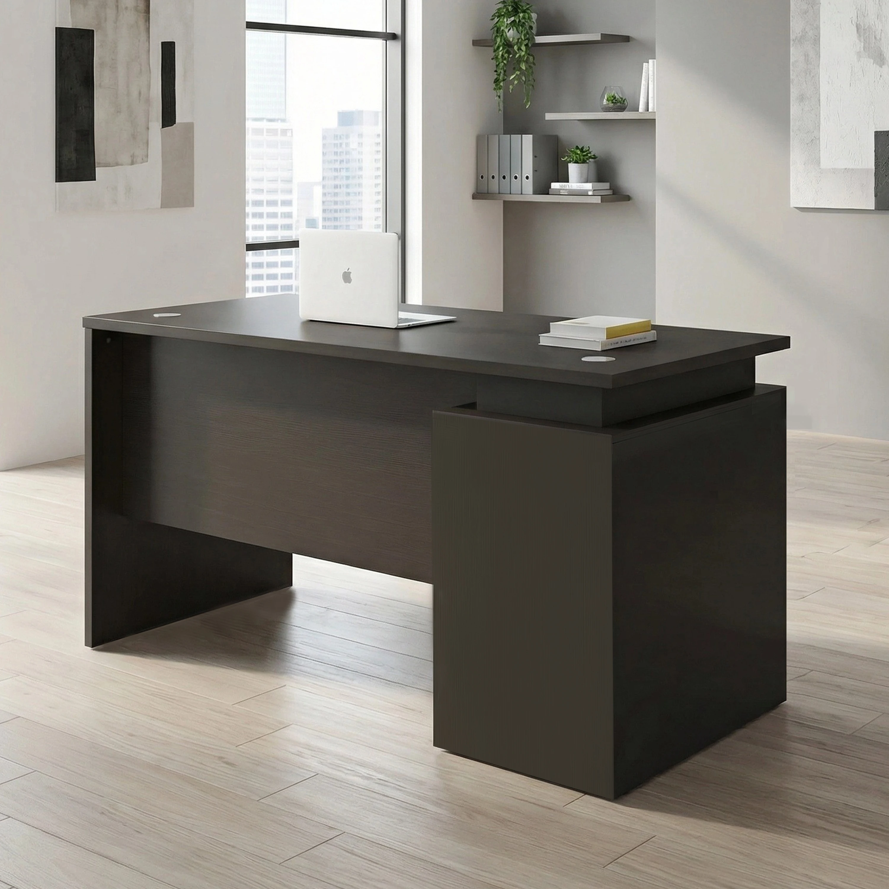@#Ergonomic Single Person Office Desk with Cable Management  for Office Building Staff Workstation
