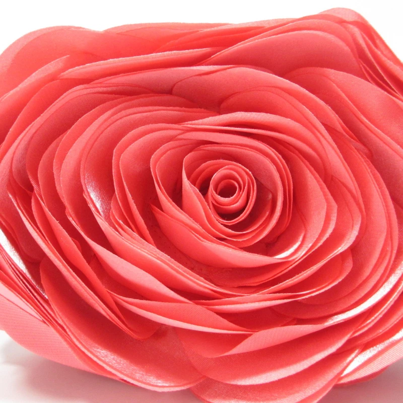 

Sweet Coral Evening Bags Women's Multilayer Bridesmaids Satin 3D Floral Purse Wedding Clutches Nylon Fabric Soft Mini Handbags