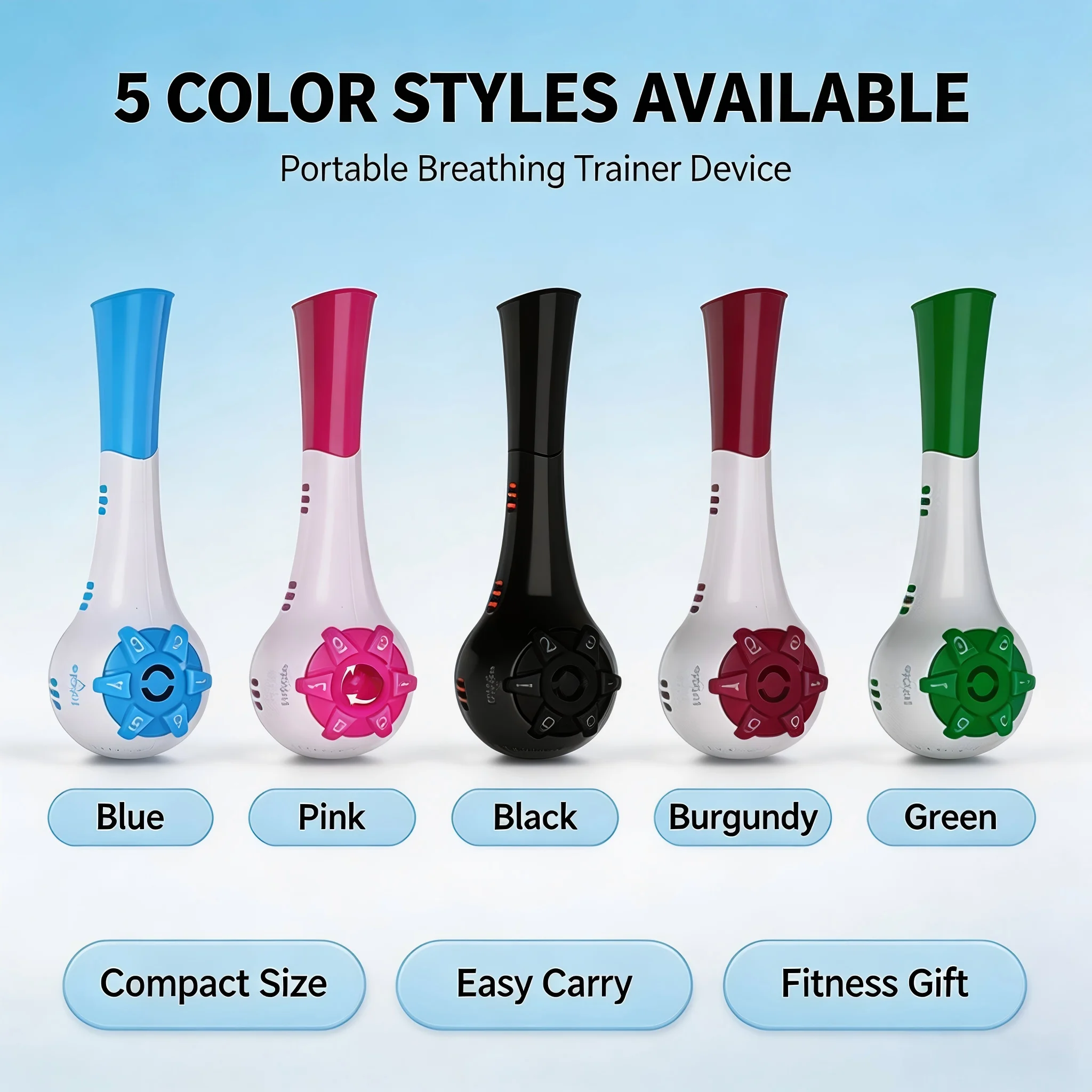 Adjustable Breathing Trainer Device, Portable Washable Fitness Equipment Lung Cardio Training Respiratory Exercise Tool Fitness image 2