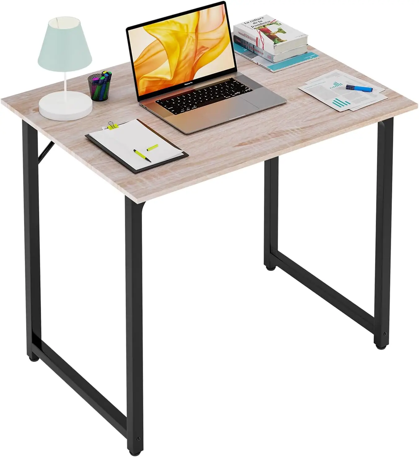 

| 32 Inch Computer Desk | Nature | Office Desk with Metal Frame, Adjustable Feet | Water-Resistant, Scratchproof Surface