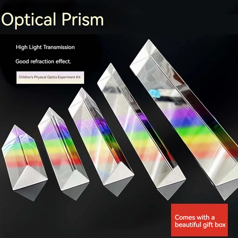 Photography Triangular Prism Rainbow Effects k9 Crystal Glass Optical Light Refraction for Studio Shooting School Teaching Tools