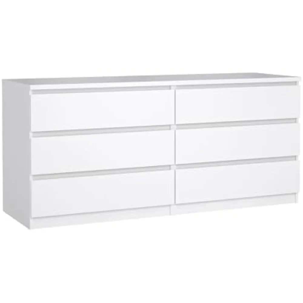 6 Drawer Living room cabinet, White High Gloss