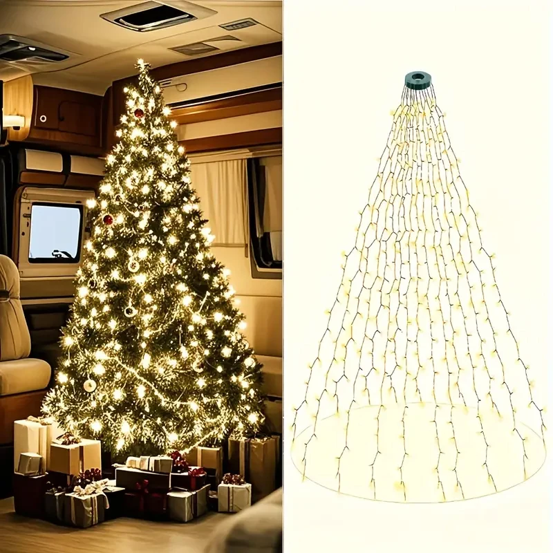 أضواء الجنية أضواء شجرة عيد الميلاد في الهواء الطلق مع النجوم 400 المصابيح الدافئة الأبيض إضاءة عيد الميلاد IP44 مع 8 أوضاع الضوء لقضاء عطلة