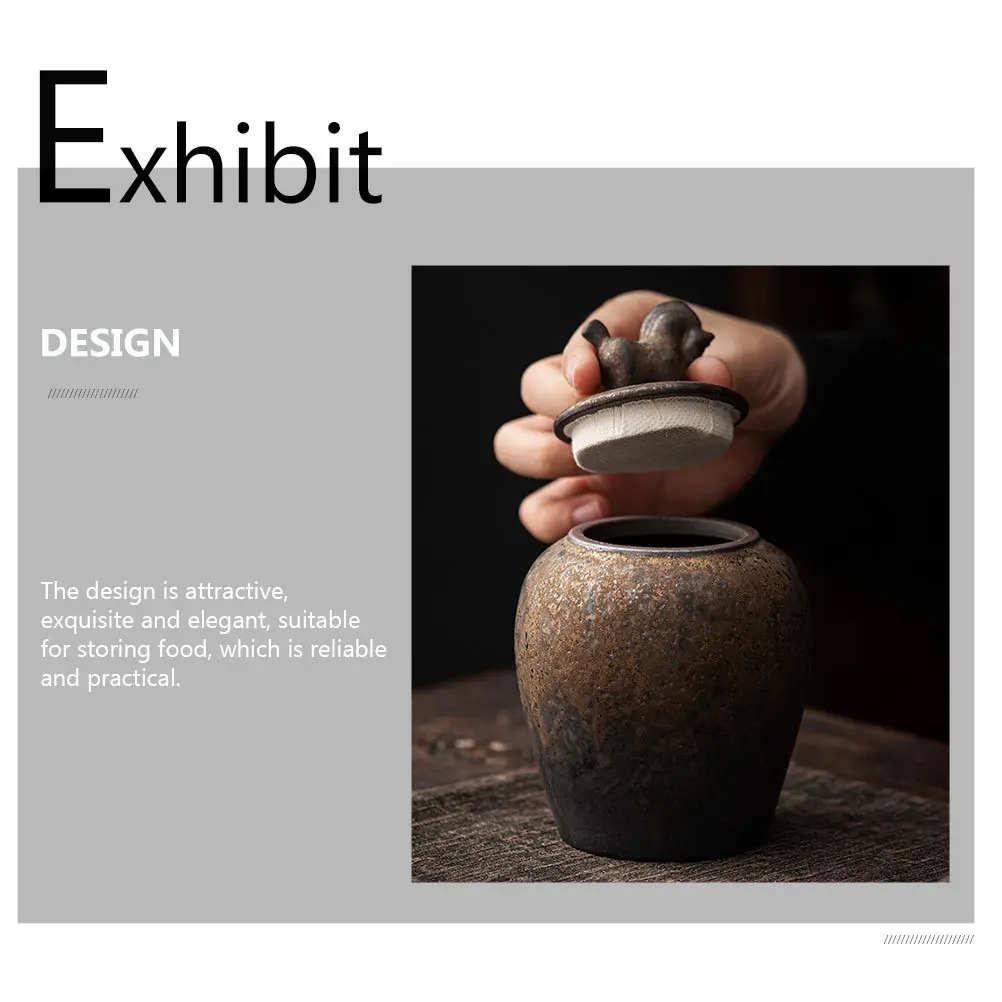 

1Pcs Tea Leaf Jar Premium Ceramic Craft Exquisite Sealing Storage Container for Food Coffee Bean Tea Jar Storage Container