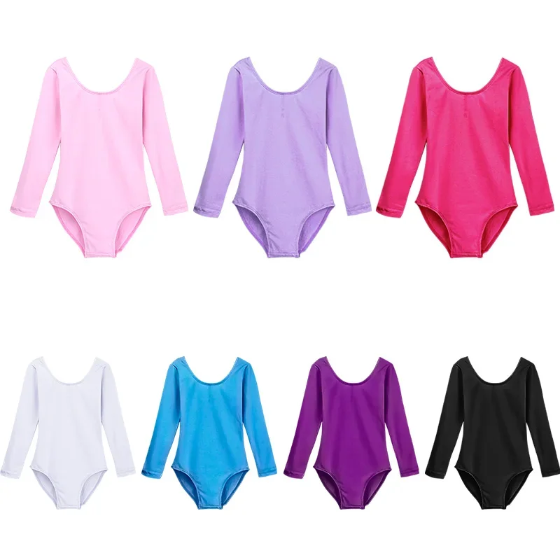 Girls Ballet Leotards Professional Gymnastics Leotard Dance Bodysuits Cotton Dance Leotards Long Sleeve Bodysuit for Dancing