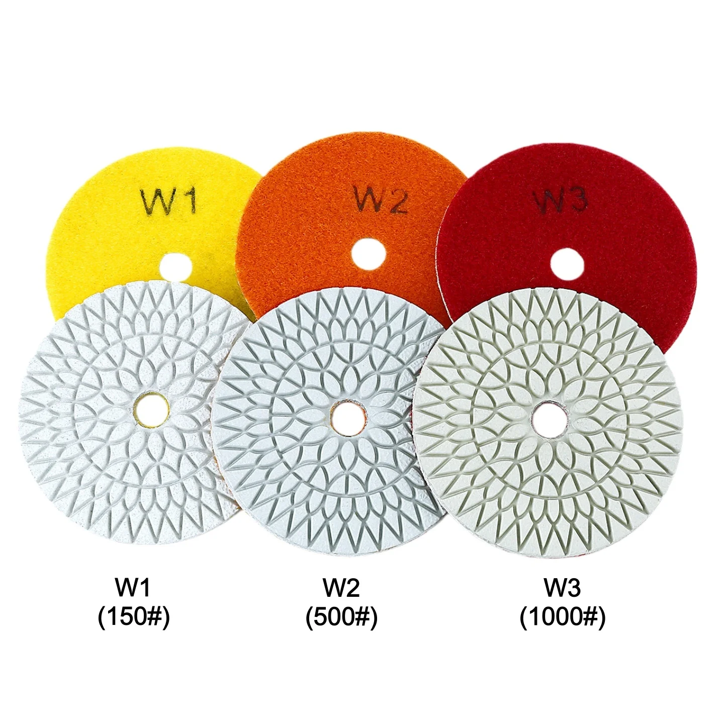 3pcs/set 3 Steps 100mm Top Marble Polishing Pads 4Inch Stone Polishing Pad Concrete Marble Wet Flexible Polishing Pad