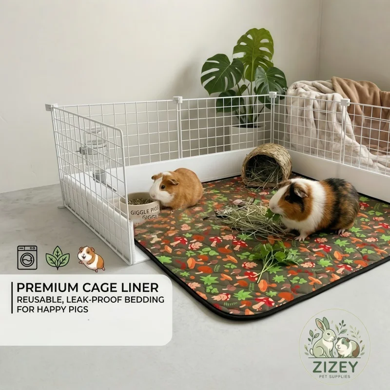 Forest Hamster Cage Mat Reusable Rabbit Pee Pad Washable Bunny Bedding Easy Clean Guinea Pig Liner Soft Cushion Small Animal view 2