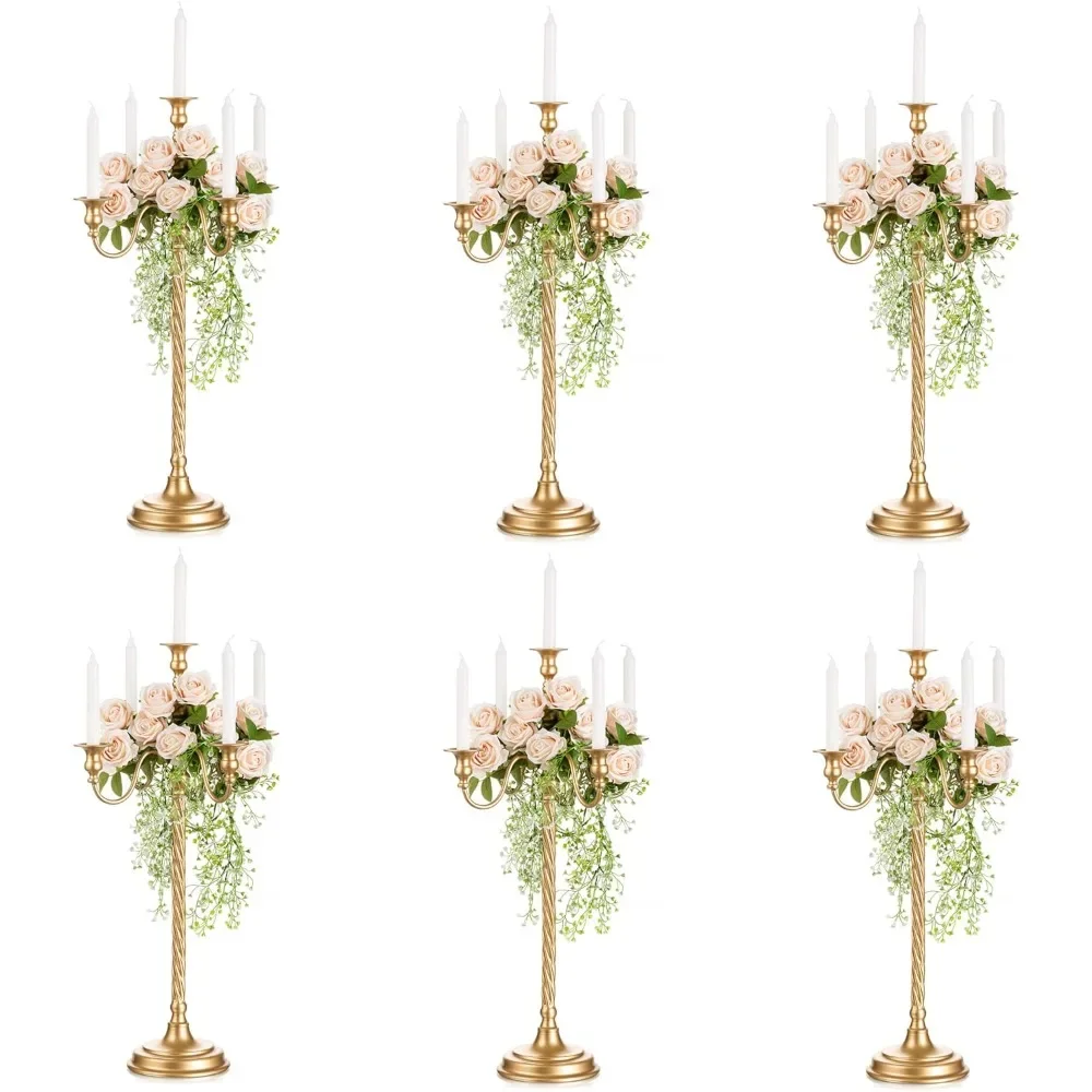 Gold Candelabra Centerpieces for Tables 28in - Tall Candelabra Candle Holder for Wedding Gold Candlestick Holders for Table