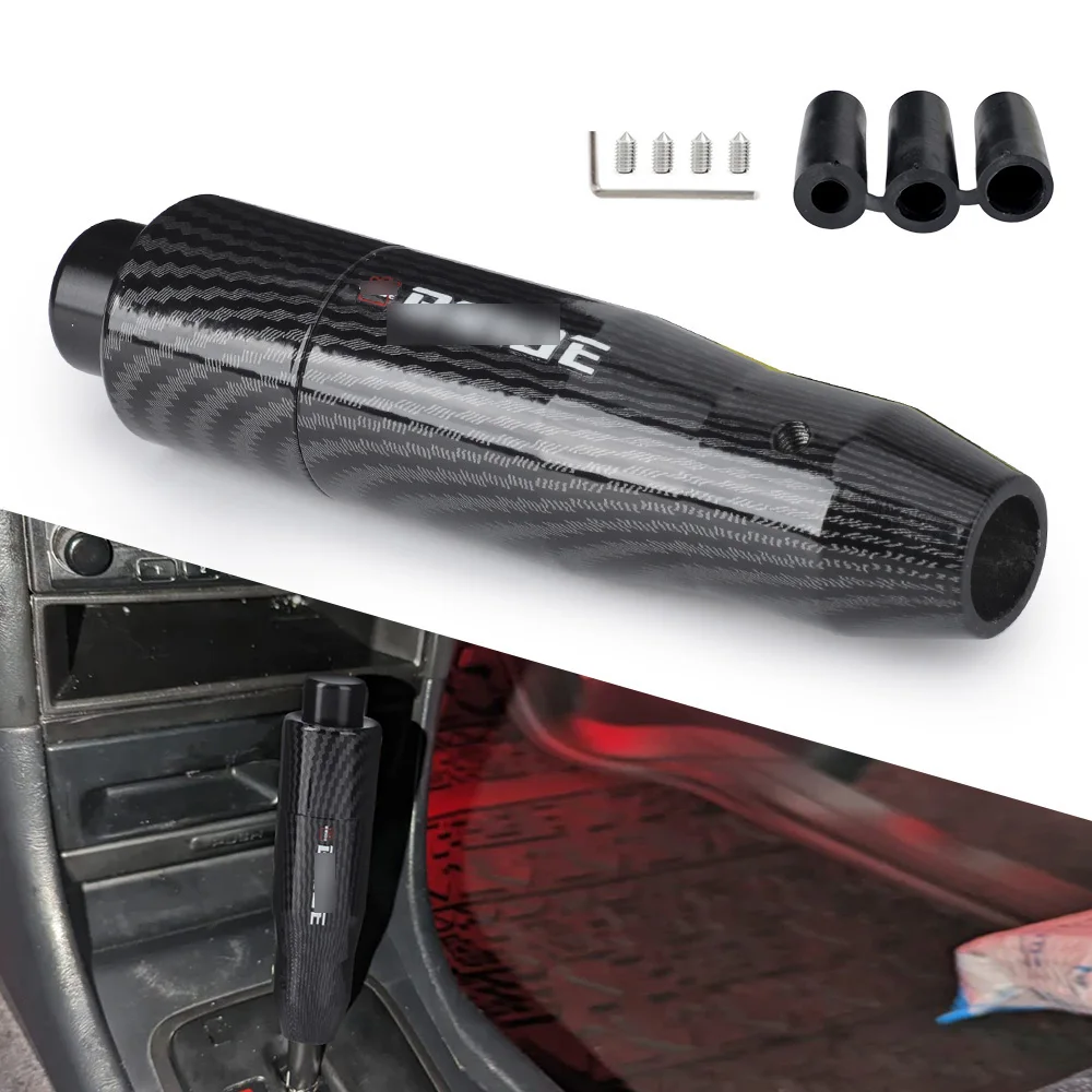 5 Speed Carbon Fiber Style 13/9CM Gear Shift Knob 8MM 10MM 12MM Universal Shape Manual Transmission Shifter Lever Knob