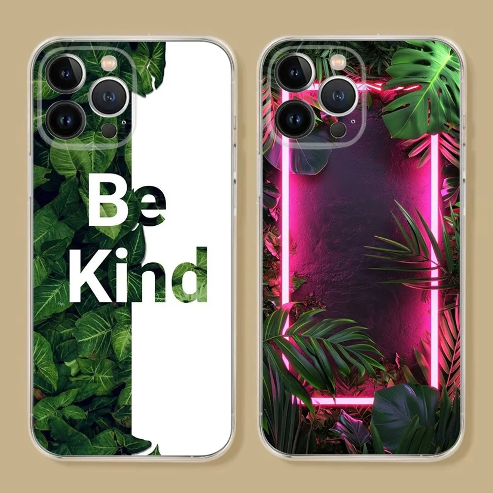 Latest Beautiful Green Plants Phone Case For iPhone 15 14 13 12 11 Pro Xs Max Mini XR X 7 8 Plus Shockproof Transparency Funda