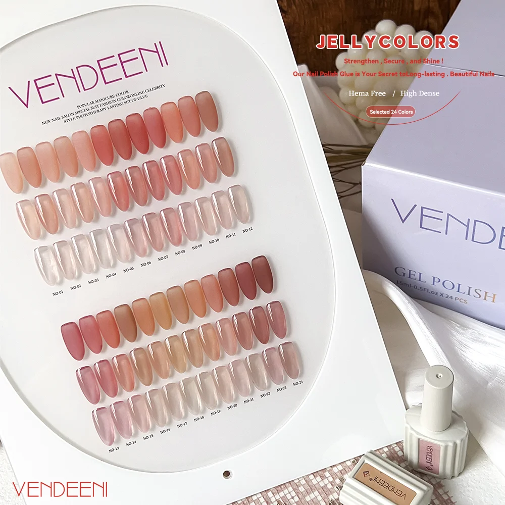 

Vendeeni Высокое качество 24 цвета Jelly Nude Набор гель-лаков для ногтей Профессиональный 15 мл УФ-гель-лак для дизайна ногтей Нетоксичный лак для ногтей