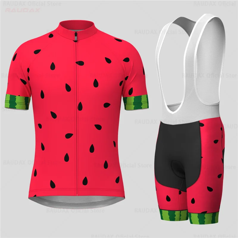 Men Cycling Jersey Set Watermelon Summer Short Sleeve Breathable MTB Bike Cycling Clothing Maillot Ropa Ciclismo Uniform Suit