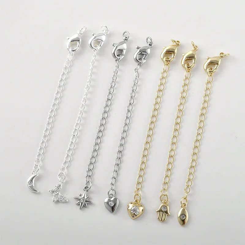 14k Gold Color Inlaid Zircon Butterfly Star Light Lobster Buckle Tail Chain Long Chain DIY Bracelet Necklace Accessories