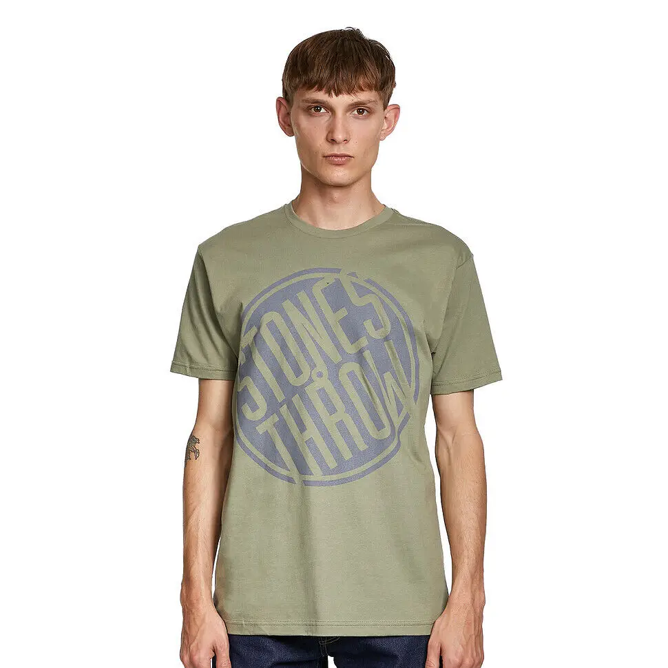 Stones Throw - Tilted Logo Olive T-Shirt  Tees Cotton Luxury brand vintage oversized