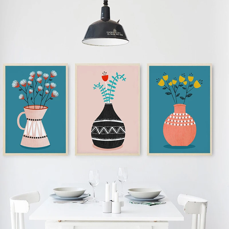 

Vintage Botanical Poster Unique Flower Vase Floral Still Life Illustration Canvas Painting Print Wall Art Pictures Home Decor