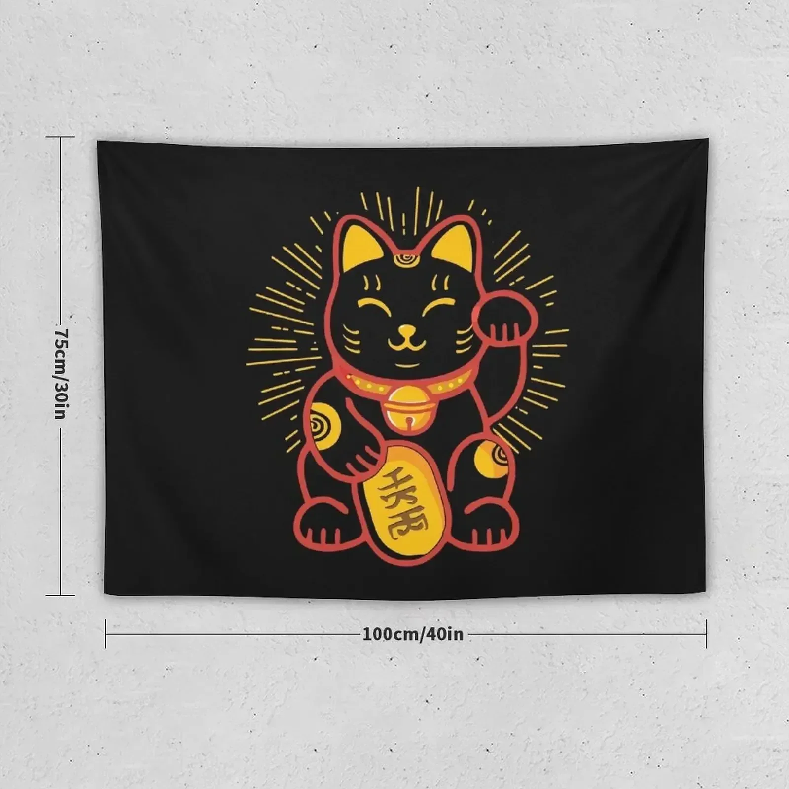 Money Cat Maneki-Neko Lucky Cat Golden Kitten Japanese Good Luck Charm Gift Tapestry Carpet Wall Aesthetic Room Decors Tapestry