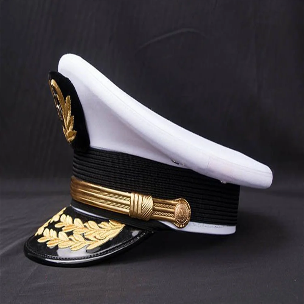 Navigator Seaman Cap Embroidered Hat Captain Mariner Men Adjustable Sailor Cap  Waterproof Navy Hat for Men Vintage Military Hat