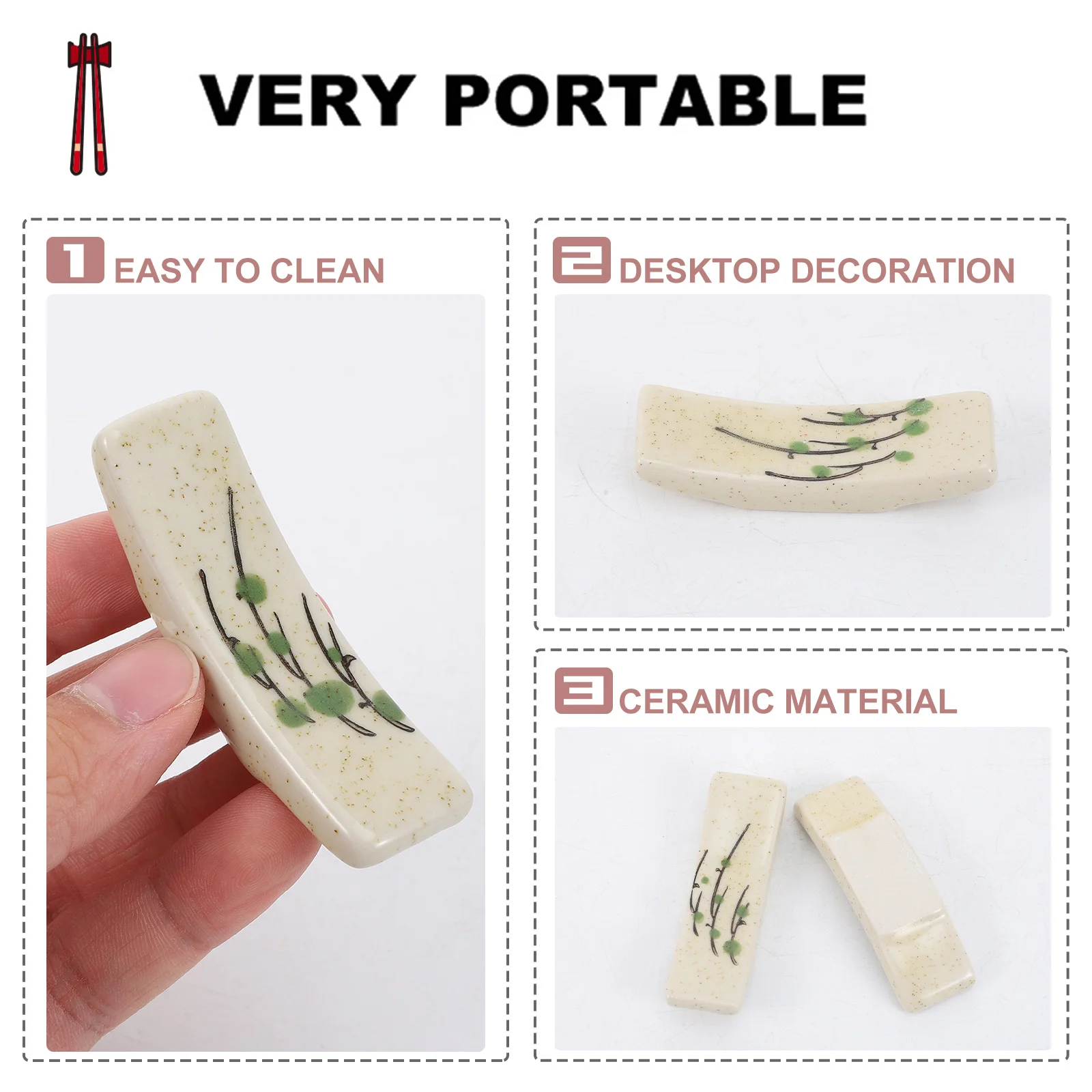 

5Pcs Creative Ceramic Chopsticks Rests High Temperature Resistant Chopstick Holders for Household Japanese Style