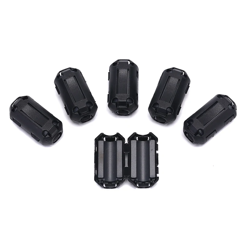 6PCS/Set 7mm Clip-On Ferrite Ring Core Noise Suppressor For EMI RFI Clip Cable Active Components Filters