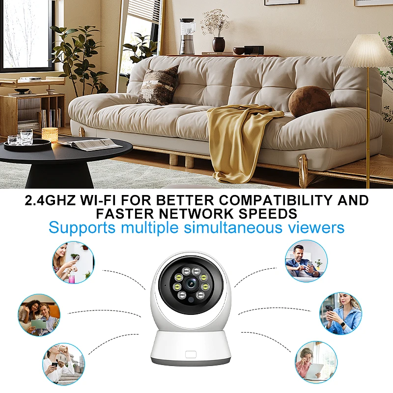 كاميرا ذكية قابلة للدوران 2K، مراقبة واي فاي قابلة للتحكم في اتجاهين، تتبع تلقائي للصوت، شاشة رؤية ليلية ملونة، كاميرا داخلية #6