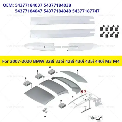 2007-2020 BMW 328i 335i 428i 430i 435i 440i M3 M4 컨버터블 루프 탑 힌지 커버 54377184037 54377184038 54377184047