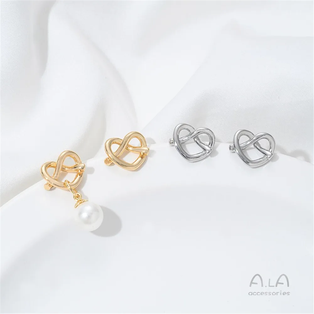 Gold Plated Hollow Cross Knot Heart Stud Earrings Women DIY Earring Jewelry Findings