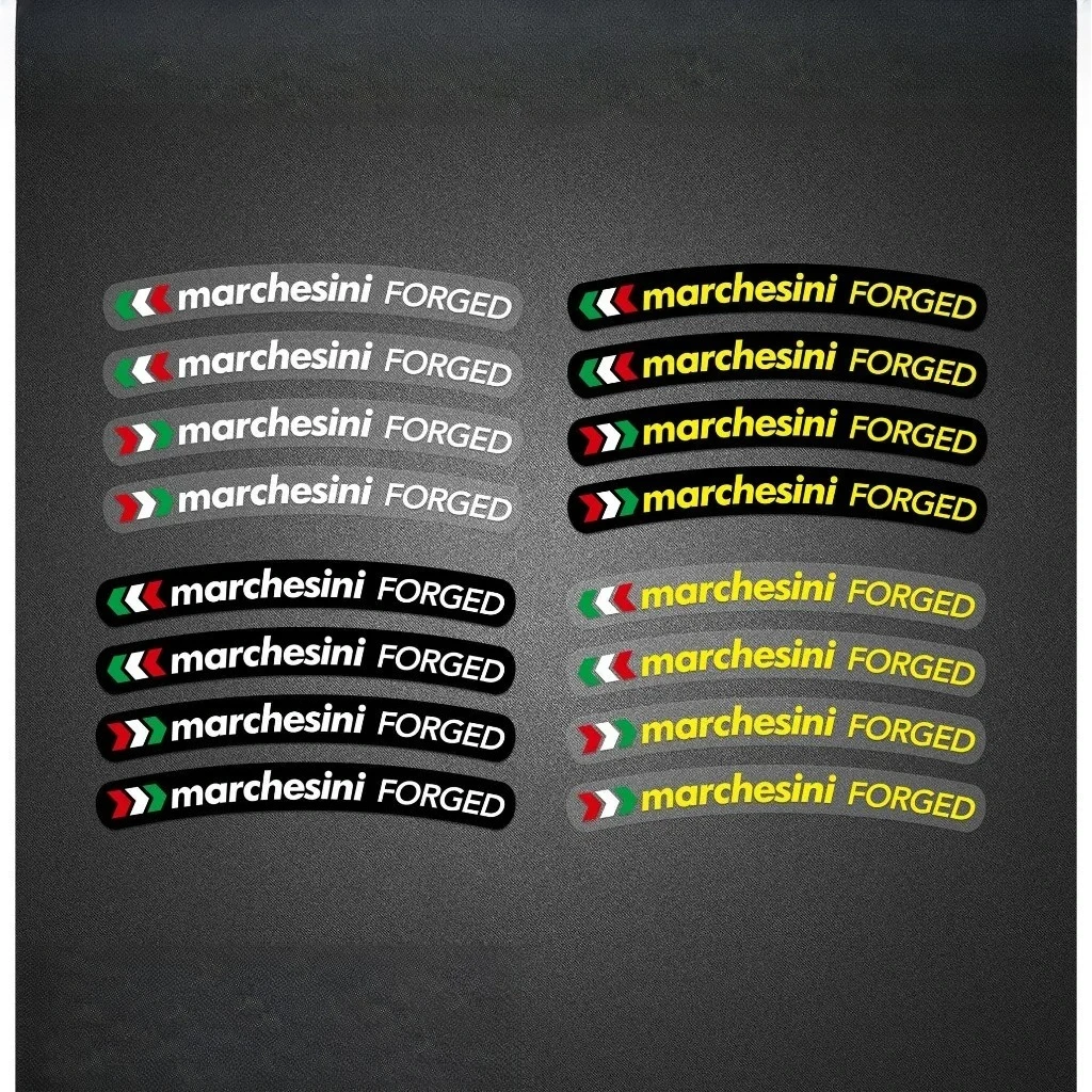 4pcs/Set Marchesini Forged Motorcycle Wheel Vinyl Stickers Decals Multi‑Color Kit for Moto Wheel Modification Decor Accessories