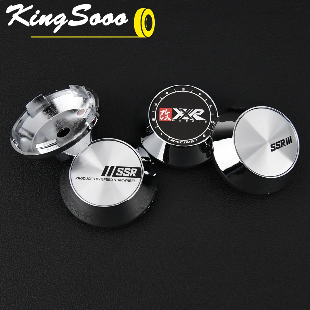 4PCS JDM SSR Rim Cap 60mm Clip Sport Wheel Center Cap XXR 530/557 Wheel Cover Hub Cap Black & Silver