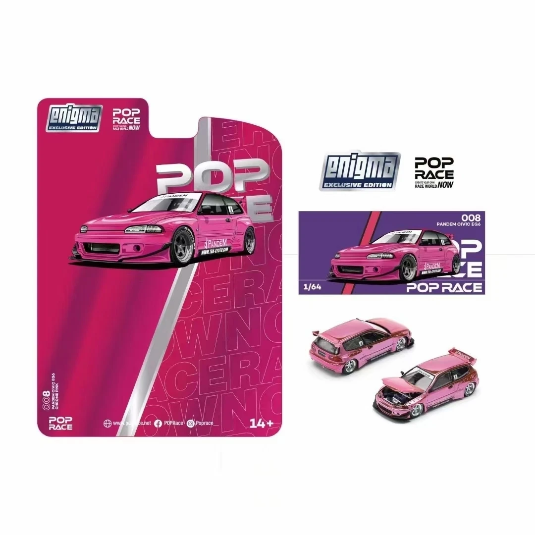 Preventa POP RACE 1:64 Pandem CIVIC EG6 MK5 tarjeta Blister rosa Diecast Diorama coche modelo de juguete