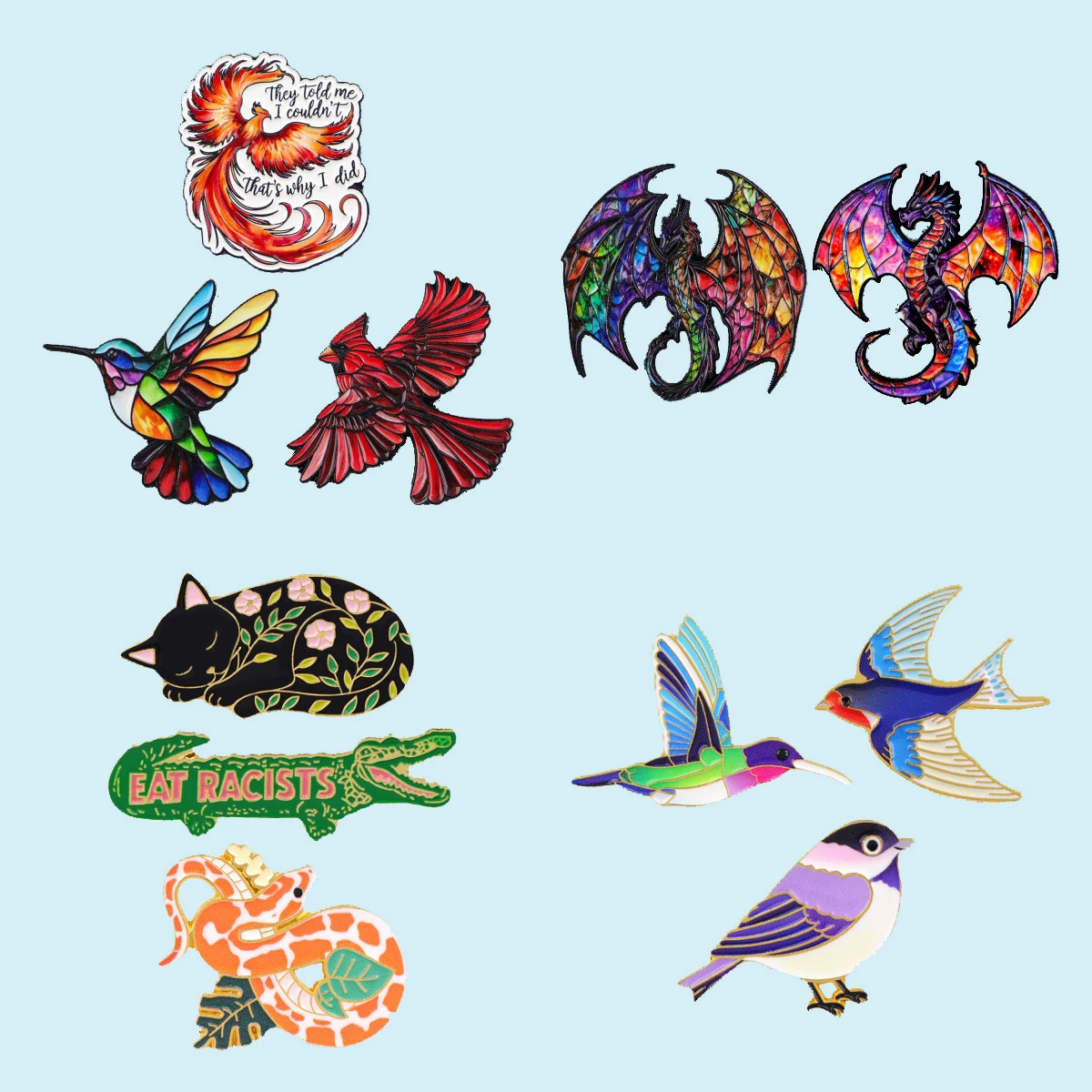 مزيج 2/3 قطعة/المجموعة الحيوانات الملونة المينا دبابيس المعادن Brids بروش ظهره قبعة حقيبة طوق التلبيب شارات الرجال النساء مجوهرات الأزياء