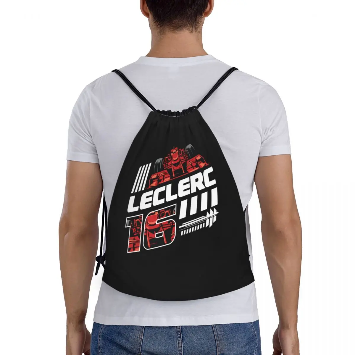 Custom charles leclerc 16 Drawstring Bag para homens e mulheres, leve, esporte, carro, esportes, ginásio, mochila de armazenamento