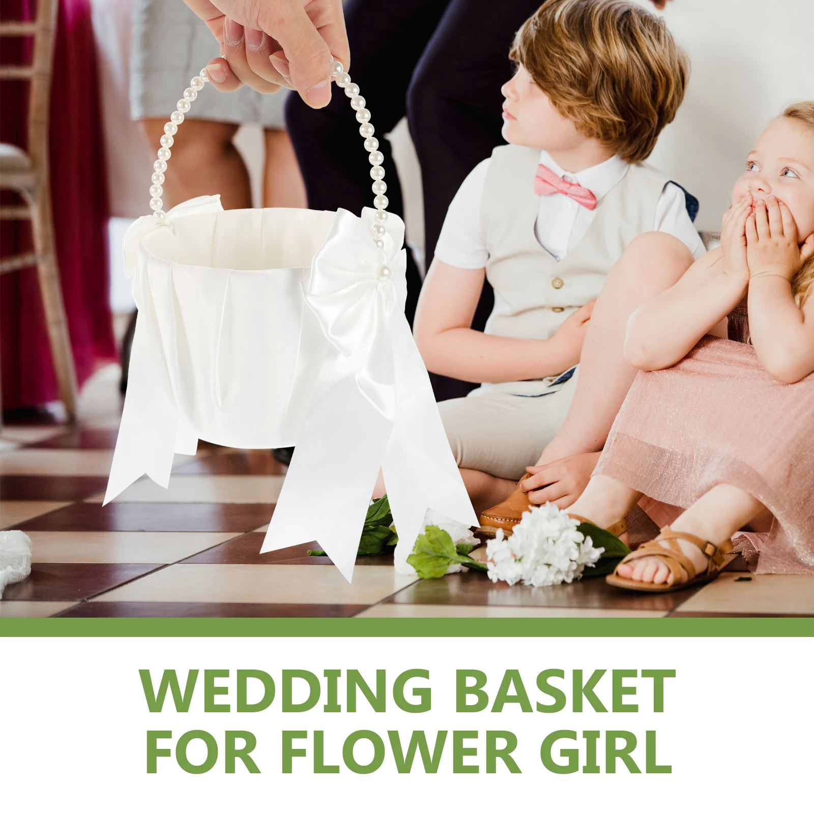 

Pearl H Girl Basket Wedding Petal Baskets Storage Flower Girls Accessory Decor Favors Fruit Flower Children Basket Gift