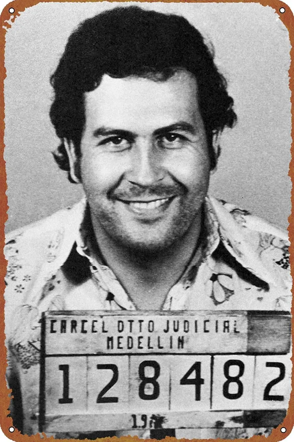 Pablo Escobar mugshot Poster Vintage Tin Sign for Home, Garden, Bar, Restaurant, Cafe, Office, Shop - Fun Retro Wall Decor -   -