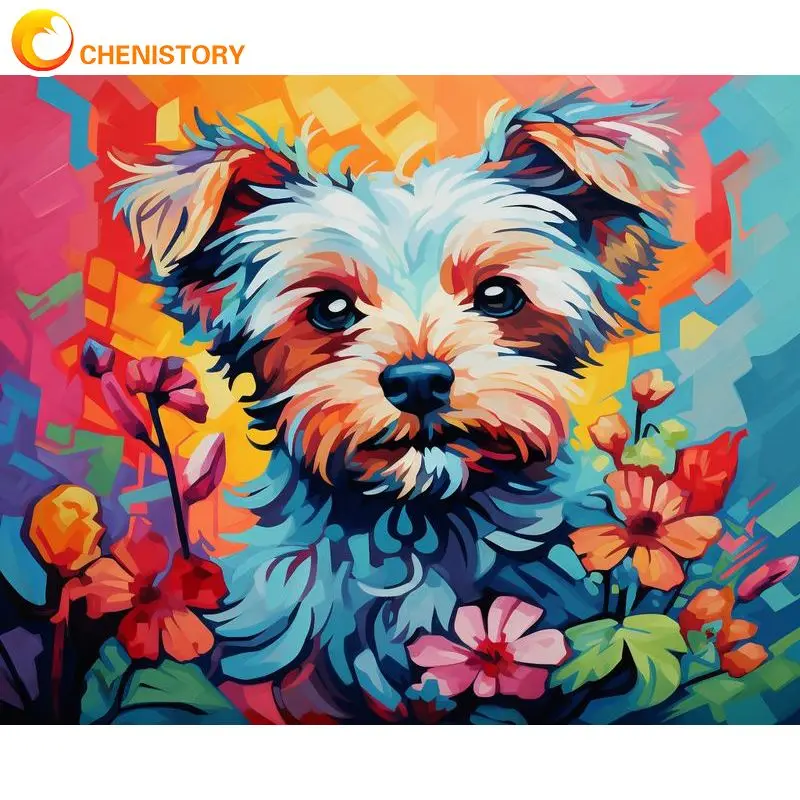 CHENISTORY 50x65cm Pictures By Numbers Dog Animals Painting By Numbers Drawing On Canvas DIY Home Decoration DIY Gift